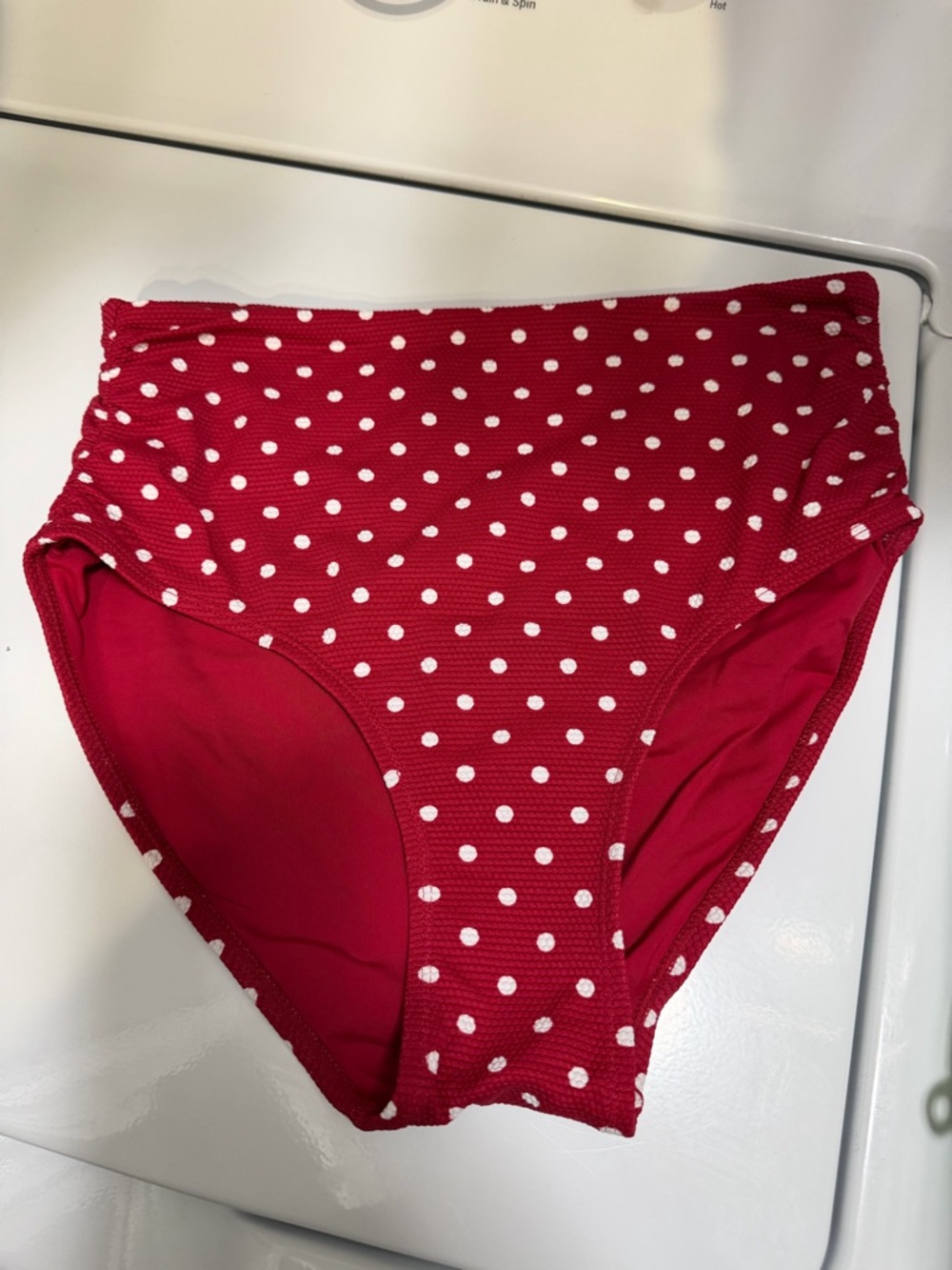 High-Waist Red Polka Dot Bikini Bottoms